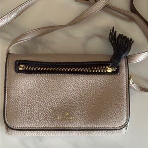 Kate Spade Tan and Black Crossbody Bag with Tassel